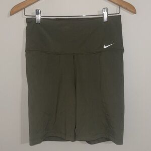 Nike Olive Green Bike Shorts with White Swoosh